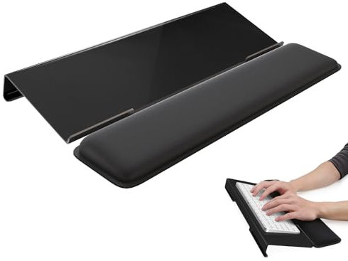Laborio Keyboard Stand and Wrist Rest Set, Ergonomic Keyboard Wrist Rest with Memory Foam Padding, Comfortable Typing for Home Office (Black)