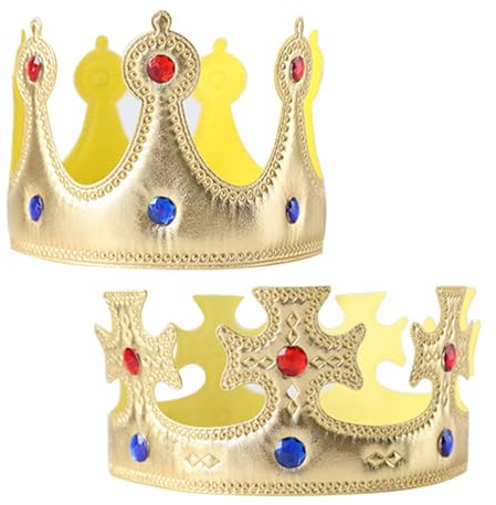 MIVAIUN 2 Stück Königskrone,Krone König,King Crown King Hat,Geburtstag Krone Hut Kinder Erwachsene,Party Zubehor,Geburtstag Königskrone Hüte für Geburtstagsfeier Kostümzubehör Mottoparty (Gold)