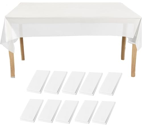 10 Stück Einweg Tischdecke Transparent Papiertischdecke Rolle, 137 x 274 cm Kunststoff Rechteckige Transparent Tischdecken für Party Hochzeit Picknick Geburtstags
