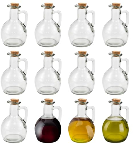 NAROSEBE 12 Pcs Bouteille Huile et Vinaigre 170ml, Bouteille Verre Huile, Récipient Huile d'Olive avec Bec Verseur, Petite Bouteille Huile d'Olive Vide, Bouteille Vinaigre Vide, pour Condiment Jus