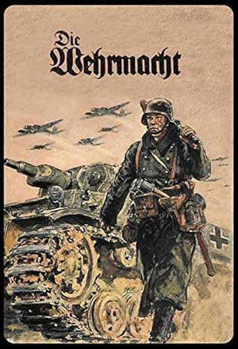 VelfDuel Wehrmacht Soldat Panzer Metall-Blechschild – Deutscher Panzer Vintage Dekor für Zuhause, Bar, Pub, Garage – 20,3 x 30,5 cm