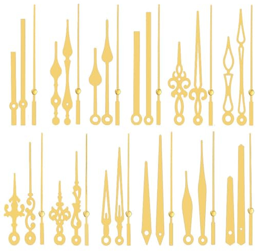 LEEQ Set de 12 Style Zeiger für wanduhr - Aluminium Uhrzeiger bausatz Quarz uhrwerk Lange Zeiger DIY Ersatzteile für die Uhr Reparatur(Gold)