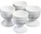 Cooks Professional Set of 4 Colourful Egg Cups | 40ml Durable Chip Resistant Ceramic Stoneware Dinnerware Graduated Design Egg Holders | Dishwasher & Microwave Safe | White
