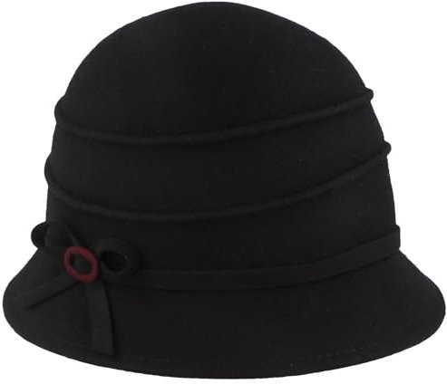 Breiter Cappello da donna in feltro, 100% lana, misura regolabile, cappello da donna, Piccola campana Marine, Taglia unica