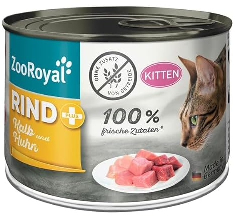 ZooRoyal Rind,Kalb und Huhn + Kitten 6x200g nassfutter katzenfutter alleinfuttermittel