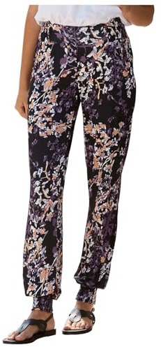Summer Boho Trousers for Women UK, 2024 Beach Drawstring Elasticated Waist Lounge Pants, Vintage Floral Print Linen Baggy Harem Hippie With Pockets (Lightpurple, S)