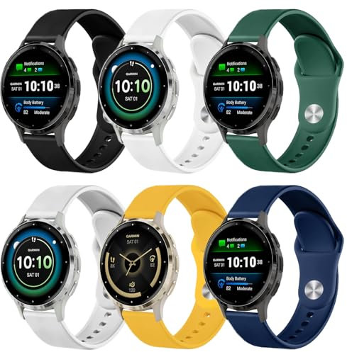VELULYX Bracelet silicone compatible avec Garmin Vivoactive 4S/Venu 2S/Venu 3S/Vivomove 3S, 18mm Bracelet sport pour Fossil Ladies Gen 6/5E/4/Withings Steel HR 36mm