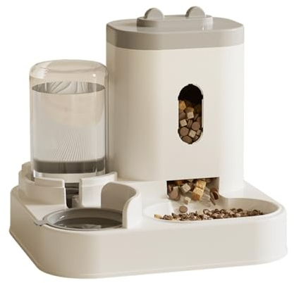 YIYILU Distributeur Croquettes Chat/de Nourriture 2 en 1, Distributeur Automatique d'aliments et d'eau Animaux de Compagnie de Petite