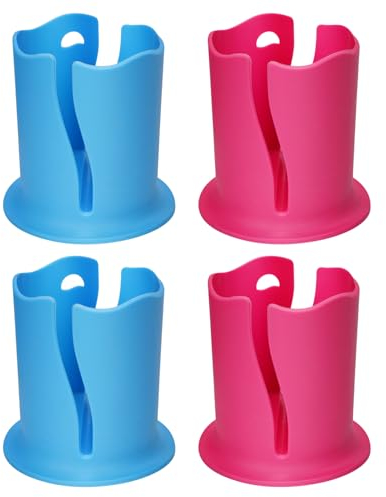 4pcs Paddle Board Drink Holder, Multiple-Use Kayak Cup Can Holder Universal Anti-Toppling Rope Attached Surfboard Water Bottle Stand Beer Holder for Outdoor Fishing Accessories (Blue, Pink)