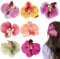 7Pcs Butterfly Orchid Hair Clip Cute Sweet Colorful Hawaiian Flower Hair Clips for Women Girls Tropical Flower Hair Clips with Pearl for Wedding Summer Beach Party, Claws