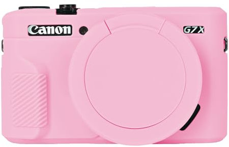 G7X2 - Custodia per fotocamera digitale Canon G7 X Mark II, in morbido silicone, per fotocamera Canon G7X II, colore rosso rosa