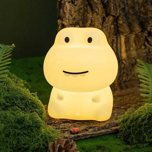 IHALO Nachtlicht Kinder Dinosaurier Stilllicht Baby Berühren Nachttischlampe Dimmbar mit 7-Farben Licht, Silikon, Touch Steuerung, USB Aufladbare, Anti-Glare Kinderzimmer für Babys, Kindern, Teenagern