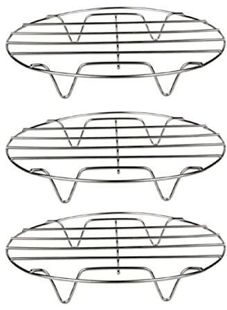 PRETYZOOM 3piezas Rejilla Para Vapor Inoxidable Soportes Redondos Compatible Ollas y Sartenes Plateados
