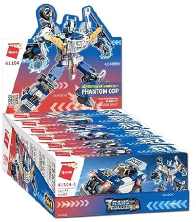 QMAN 41104-6-in-1 Polizei-Roboter-Bausatz, kreatives Set mit 453 Teilen, kompatibel mit Anderen Marken, STEM-Spielzeug für Jungen ab 6 Jahren