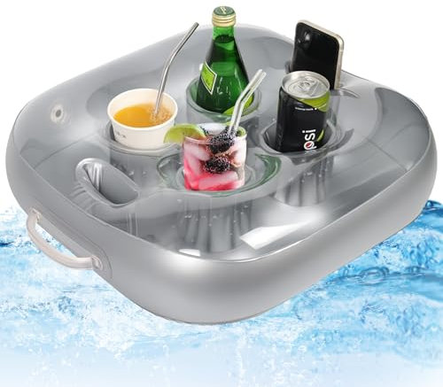 ZITUZY Schwimmender Pool Getränkehalter Mit, Aufblasbarer Getränkehalter, Aufblasbarer Getränkehalter Pool, für Pool, Party, Strand Weiß, Whirlpool