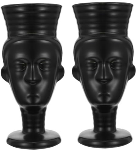 MAGICLULU Lot De 2 Verres À Cocktail Vintage En Céramique Pour Boissons Vin Eau Crâne Tasse À Café Chauffe-Plat Pailles Coupe Margarita Double Ananas Fête Noir