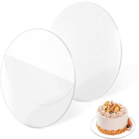 Ovtai Cakeboard 30 cm Rund, Tortenunterlage, Tortenboden Acryl - 2 Stück Tortenunterlage Rund, Wiederverwendbare Tortenunterlage für Transport von Torten & Kuchen