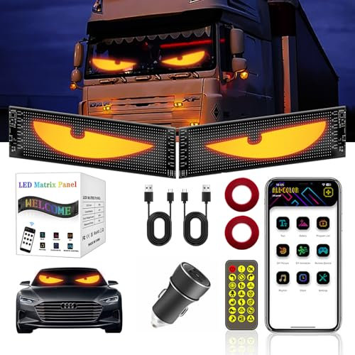 2 luces LED para coches de Devil Eyes Light For Cars, para camión, coche, dinámico, programable, letrero luminoso personalizado, con control de aplicación y mando a distancia, para coche o camión (70