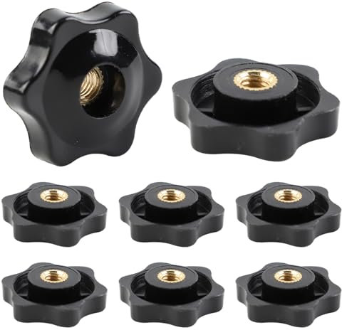 FYting Flügelmutter M6,8 Stück Sterngriffmutter M6,Rändelmutter Klemmknopf Schwarz Kunststoff Griffmuttern Innengewinde Klemmknopf Für Mechanische Ausrüstung Industrieausrüstung-32mm