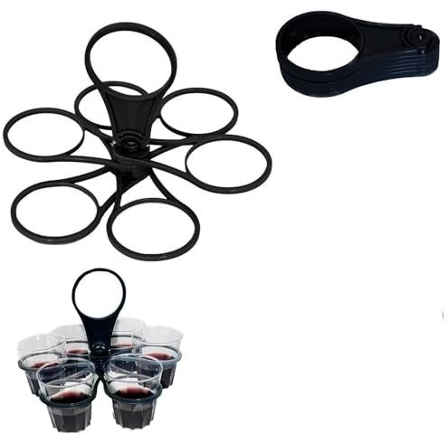 Foldable 6-Cup Coffee Carriers - Portable Drink Holder Tray with Handle, Holiday Plastic Drink Carriers for Coffee, Cups & Beverages (Black-1pc)