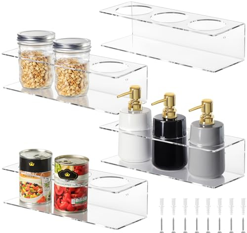 4 Pack Acrylic Water Bottle Holder, Wall Mounted Tumbler Organizer Rack, Cups/Bottles/Cans Holder Storage for Kitchen Pantry Cabinet