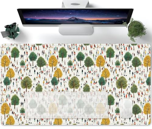Mousepad Crowds and trees XXL Mousepad large motif large size improves precision and speed also for Roccat Razer Logitech mouse and keyboard - 600x300mm