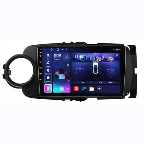 FJINQIANG Android 14 Radio Coche 2 DIN 9 Pulgadas HD Pantalla Táctil para Toyota Yaris 2012-2017 Conectar y Usar con Bluetooth GPS Navi WiFi FM Radio Carplay Inalámbrico/Android Auto