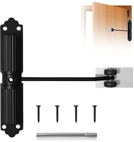 XHYASD Türschließer Automatisch Feder Gussaluminium Schwarz | Gussaluminium, schwarz, Türen 20-60 kg, verstellbar, mit Schrauben