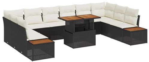 vidaXL Garten-Sofa-Set 11 STK. Schwarz Poly Rattan