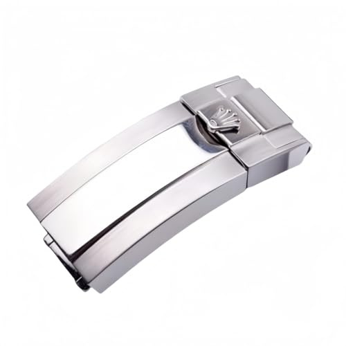 BoBoHome 16mm 316L Gebürsteter Stahl Faltschließe schnell lösbar rostfreies Uhrenarmband Schließe für Rolex Deepsea Daytona-Polished Silber
