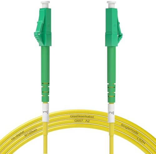 HB-DIGITAL 20m Glasfaserkabel Simplex OS2 LC/APC auf LC/APC – Singlemode LWL Glasfaser Patchkabel – 9/125µm 1/10/40/100 Gbit/s LSZH LAN Kabel Geeignet für Telekom, Vodafone, Fritzbox - Gelb
