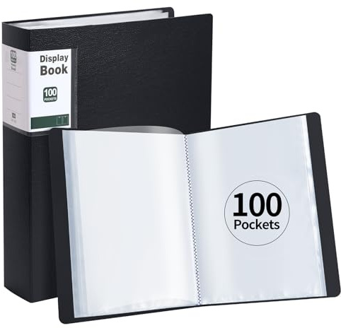 SOYIRI Lot de 2 Porte-Vues A4,Protège-Documents avec 100 Pochettes(Noir)
