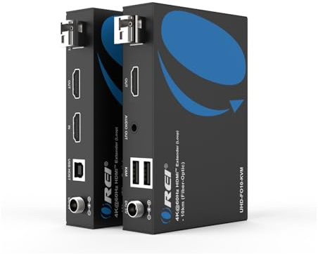 OREI 4K KVM HDMI extender over fiber optic cable - UltraHD 4K@ 60Hz 4:4:4 DR, supports keyboard and mouse USB - up to 10km in single mode - 300m in multi-mode