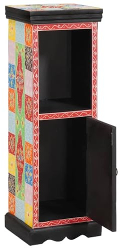 sephironlbb Mehrfarbige Kommode aus Massivholz Mango, 30x30x90 cm, mit Tür, robuster Stauraum, eleganter Schrank für Wohnzimmer und Flur