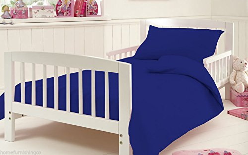 Artistic Fashionista Luxury Hotel Quality 200 Thread Count 100% Egyptian Cotton COT BED DUVET COVER SET or COT BED FITTED SHEET (Cot Bed Duvet Cover Set, Blue)