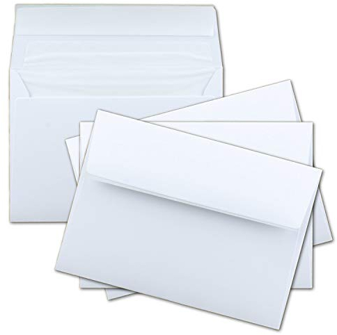 1000x Brief-Umschläge DIN C6 in Weiß - gefüttert mit weissem Seiden-Futter - 11,4 x 16,2 cm - Brief-Kuverts für Grußkarten - 100Gramm pro m²- Haftklebung