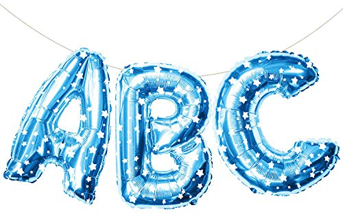 Oblique Unique® ABC Buchstaben Folien Luftballon Girlande Banner Hänge Deko für Einschulung Schuleinführung Schulanfang Schulstart Dekoration Schule Ballons Blau mit Stern