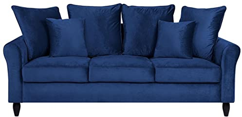 Beliani Dreisitzer Sofa Polstersofa Samtstoff Marineblau Modern 3er Couch Bornholm