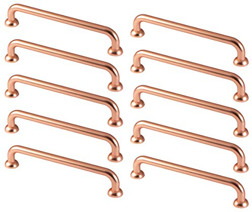 Gedotec Megan - Tirador para armario de cocina, estilo vintage, 128 mm, para muebles y cómodas, 10 unidades, color cobre pulido con tornillos