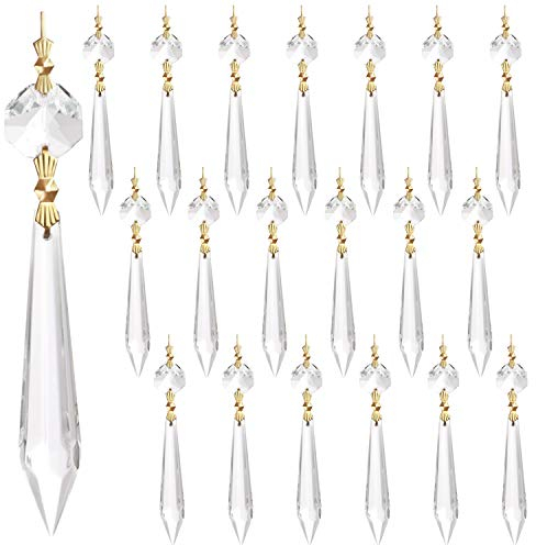 Belle TE Pampilles para arañas con Forma de Hielo (x20) – Perla de Cristal Transparente 11,5 cm para araña, candelabro, prismas, attrapetas, guirnaldas – Colgante de Perlas de Cristal para decoración