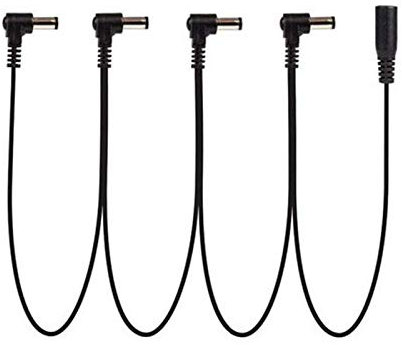 Faderr 3/4/5 Way Daisy Chain Power Cable, 9V DC Guitar Pedal Power Supply Adapter, 24AWG OFC, 0.82ft Plug Distance, 3.5mm Cable, Right Angle Plug, Up to 8 Pedals