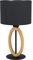 Eglo lampada da tavolo Basildon 1, lampada da tavolo minimalista, lampada da comodino in legno, tessuto, metallo, lampada da soggiorno in natura, nero, lampada con interruttore, E27