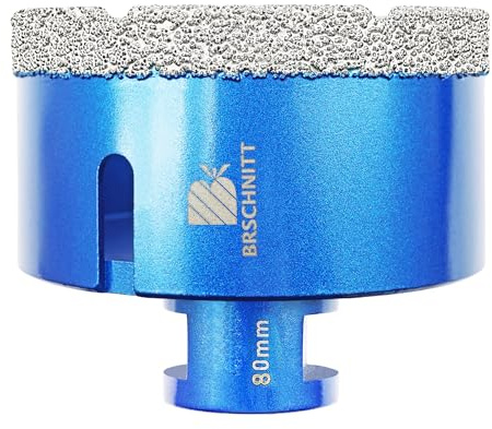 80mm Diamond Core Drill Bit for Porcelain Tile Ceramic Marble Granite Drilling,BRSCHNITT 1pc Vacuum Brazed Diamond Hole Saw with 5/8-11 Thread (80mm)