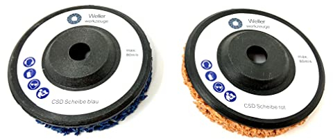 WELLERWERKZEUGE | 2er SET CSD Reinigungsscheibe 76x10mm passend für mini Akku Winkelschleifer wie Bosch GWS 10,8V 12V für Stahl Holz Kunststoff (2)