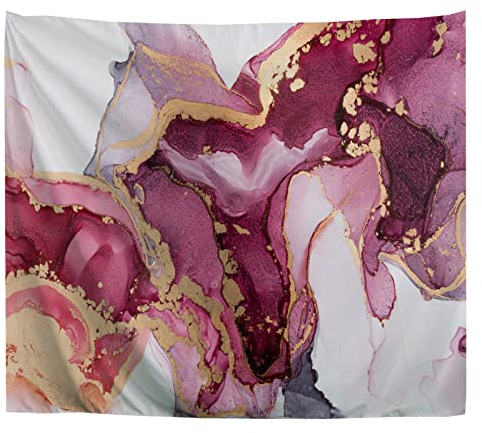 A.Monamour Wandteppich Goldene Rosa Tinten Marmor Beschaffenheit Abstrakte Kunstmalerei Stoff Tuch Tapisserie Wandbehang Wanddeko Wandkunst Wandbilder Wandtuch für Wohnzimmer Schlafzimmer 153x203cm