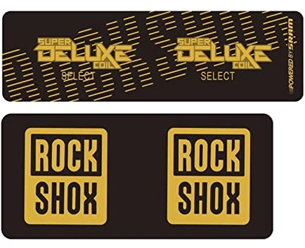 BUSEB Fahrrad-Stoßdämpfer-Aufkleber Rock-Shox SUPER D.E.L.U.X.E Coil Select Dämpfer-Aufkleber MTB-Stoßdämpfer-Aufkleber (Color : Gold)