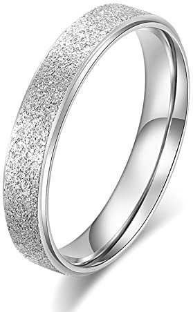 Daesar Ring für Damen Edelstahl, Frauen Ringe Silber 4MM Matt Bandring Partnerringe Freundschaftsringe Gr.57 (18.1)