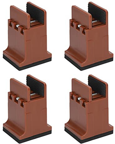 lyrlody Raised Bed Blocks, 4pcs Adjustable Furniture Risers with Screw Clamp Rubber Bed Couch Risers Table Desk Feet Leg Riser for Cabinet Sofa Feet Lifting (Brown)