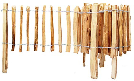 Roll-Steckzaun 5 Meter Rollzaun aus Haselnuss Höhe: ca. 35/50/60 cm, Lattenabstand 4-5cm / 7-8cm Langlebig Dank 100% Naturprodukt für Beete & Teichumrandung (35 cm Höhe, 7-8 cm)