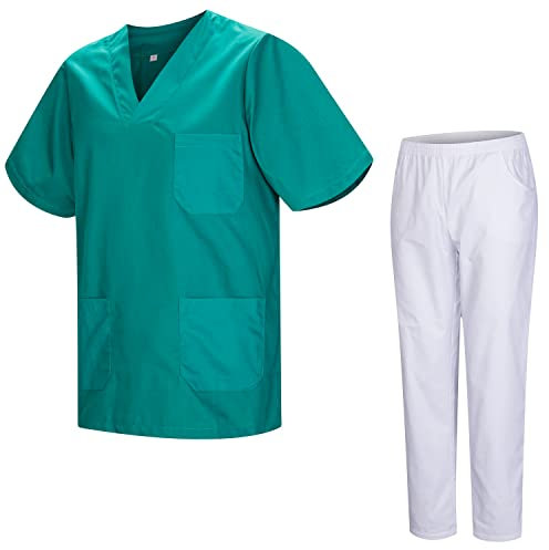 MISEMIYA - Unisex-Schrubb-Set - Medizinische Uniform mit Oberteil und Hose 817-8312-BLANCO - Small, Grün